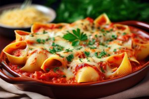 Shell-sagne baked